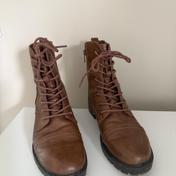 Universal Thread Dark Cognac Brown Combat Boots - Picture 5 of 8